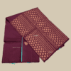 Deep Wine with Cyan Half & Half Pure Kanchipuram Silk Saree - Image 3