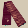 Deep Wine with Cyan Half & Half Pure Kanchipuram Silk Saree - Image 2