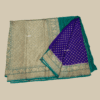 Royal Blue with Green Pure Banarasi Crepe Silk Saree - Image 4