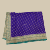 Royal Blue with Green Pure Banarasi Crepe Silk Saree - Image 3