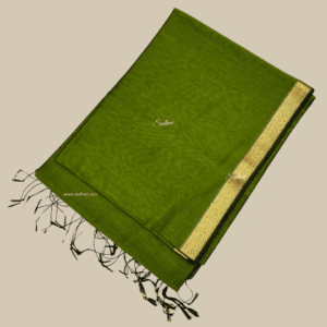 Green with Black Pure Maheshwari Cotton Silk Saree