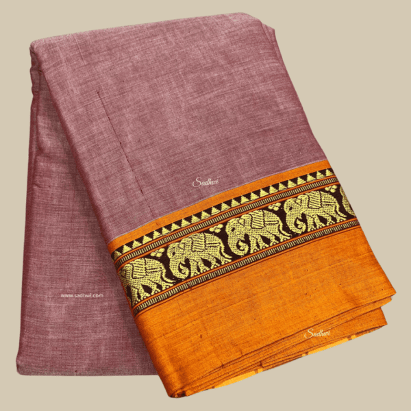 Pastel Pink with Orange Kanchi Cotton Silk Saree
