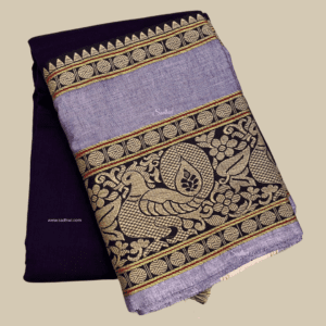 Royal Blue with Lavender Kanchi Cotton Silk Saree
