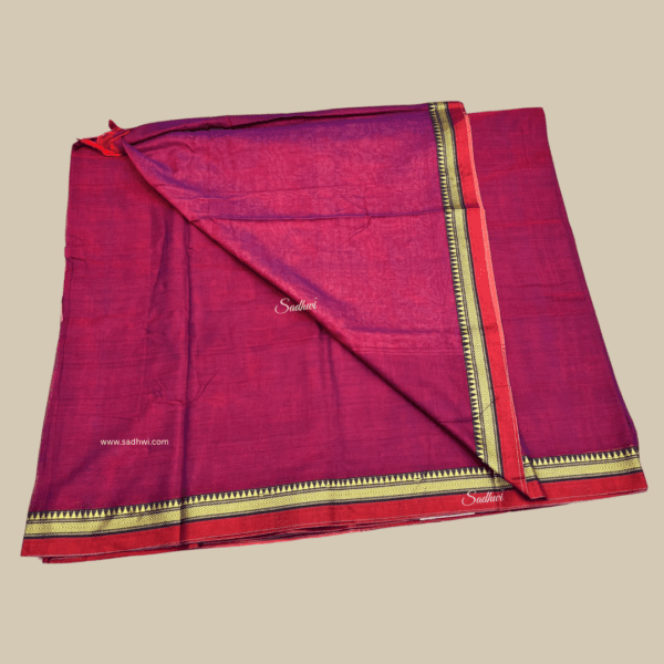 Pinkish Purple Kanchi Cotton Silk Saree - Image 5