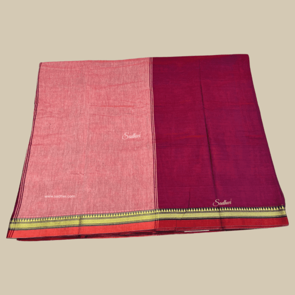 Pinkish Purple Kanchi Cotton Silk Saree - Image 4