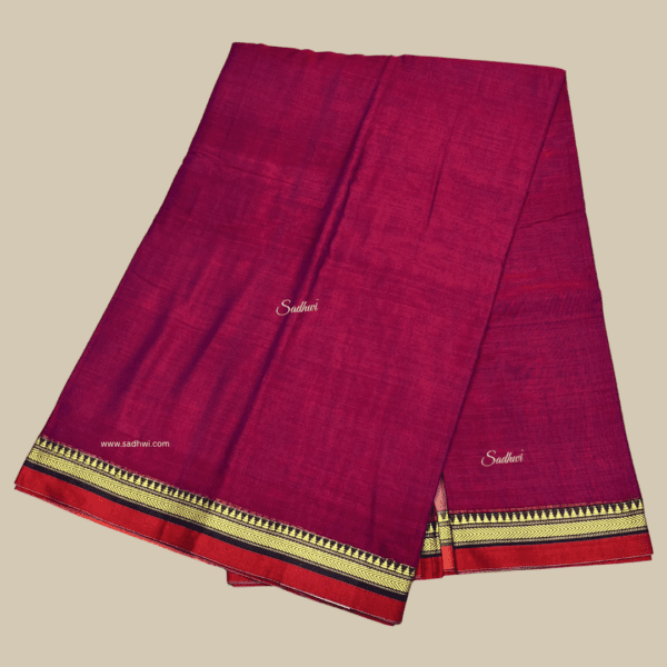 Pinkish Purple Kanchi Cotton Silk Saree - Image 3