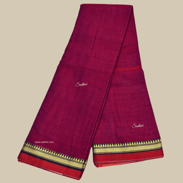Pinkish Purple Kanchi Cotton Silk Saree - Image 2