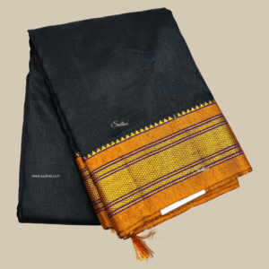 Black with Mustard Kanchi Cotton Silk Saree