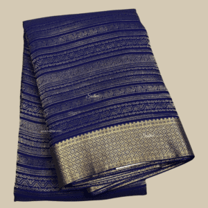 Royal Blue Pure Strips Brocade Mysore Silk Saree
