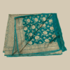 Royal Blue with Green Pure Banarasi Crepe Silk Saree - Image 5