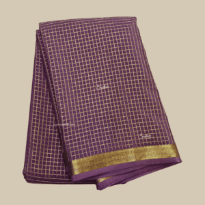 Lavender Small Checks Pure Mysore Silk Saree