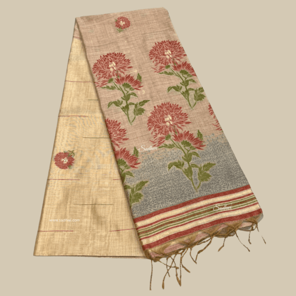 Chiku Pure Paithani X Jamdhani Cotton Saree - Image 2