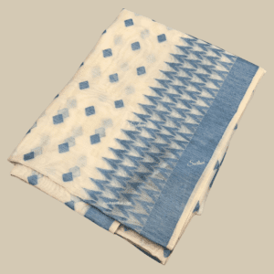 White with Blue Pure Jamdhani Cotton Saree