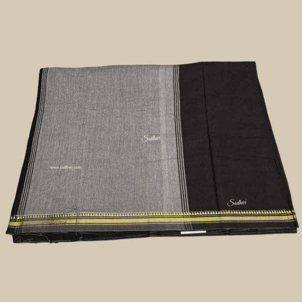 Black Kanchi Cotton Silk Saree - Image 4
