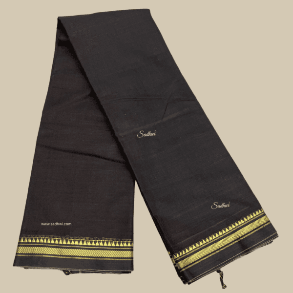 Black Kanchi Cotton Silk Saree - Image 2