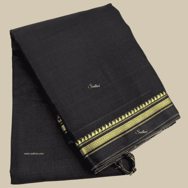 Black Kanchi Cotton Silk Saree