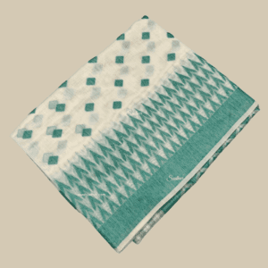 White with Rama Green Pure Jamdhani Cotton Saree