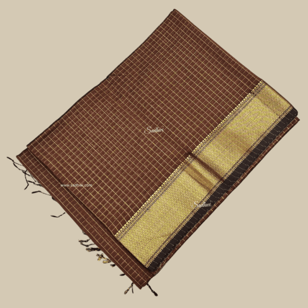 Brown Pure Maheshwari Cotton Silk Saree