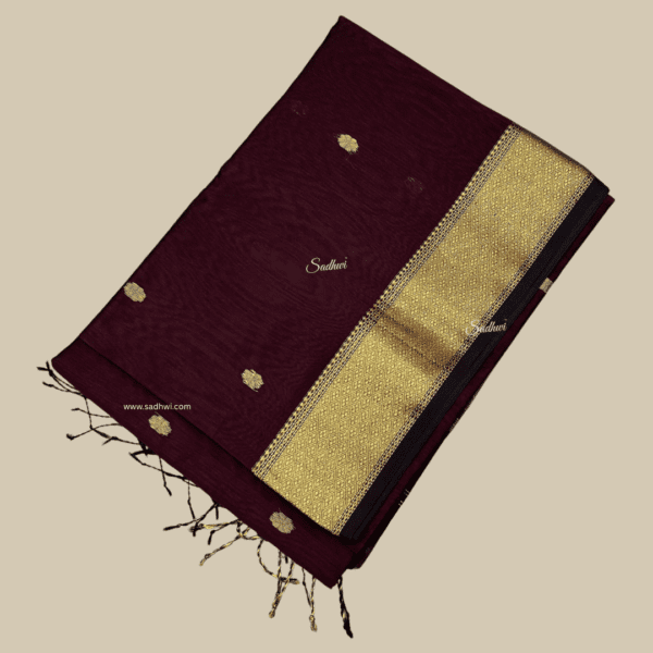 Deep Wine Pure Maheshwari Cotton Silk Saree